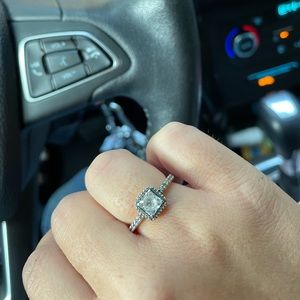 Pandora square sparkle halo ring